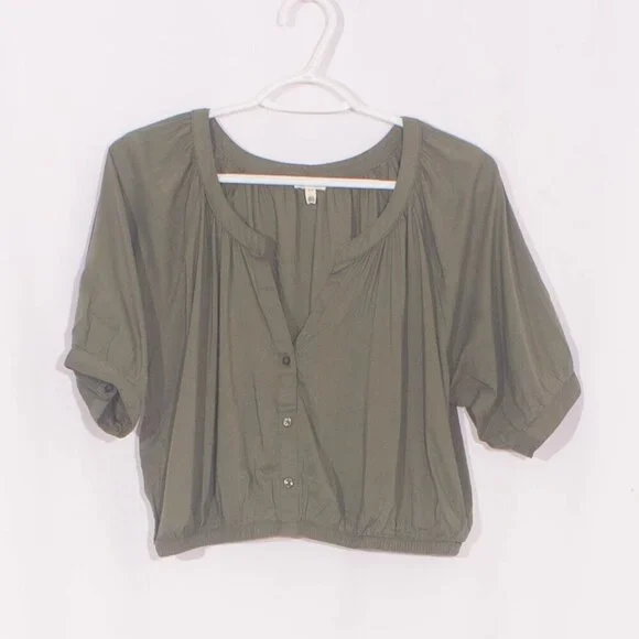 AERIE Button Front Crop Top Size S - Picture 4 of 9